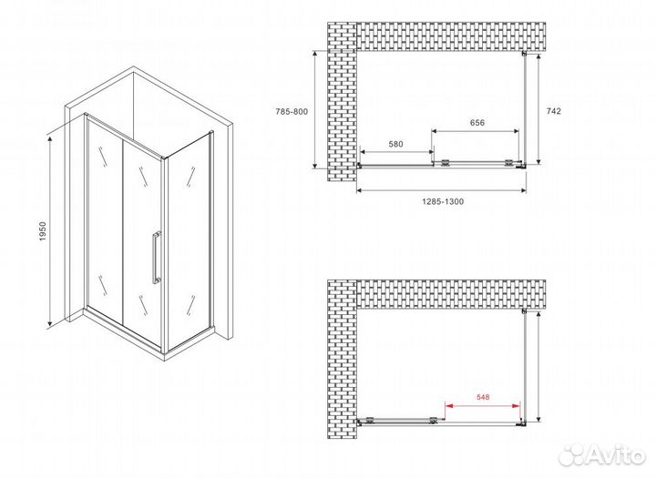 Душевой уголок abber AG30130H-S80