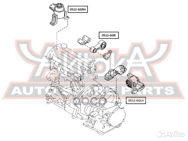 Подушка двигателя перед лев 0512gglh asva