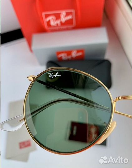 Очки ray ban round metal зеленые