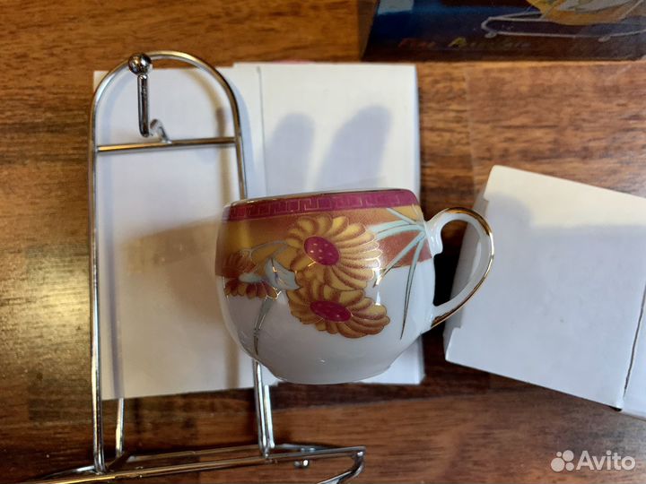 Кофейный набор на подставке фарфоровый новый