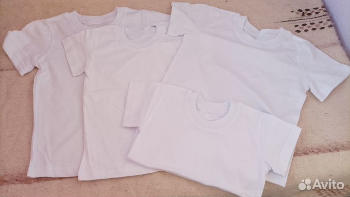 Белые детские футболки на девочку, мальчика