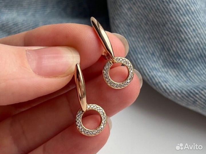 Серьги Cartier с цирконами, покрытие золото