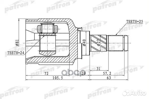 ШРУС внутренний левый 25x40x24 nissan primera P12