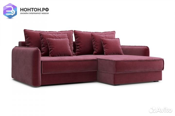 Диван угловой тик-так Антей бордовый