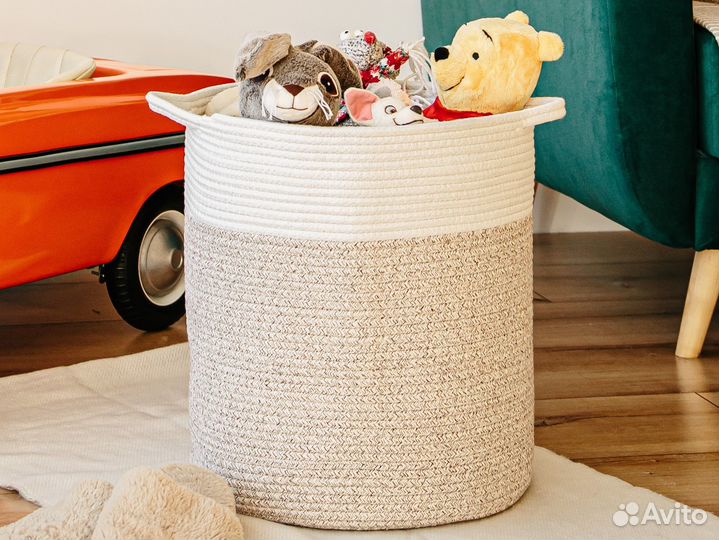 Корзина плетеная для белья из хлопка. В наличии