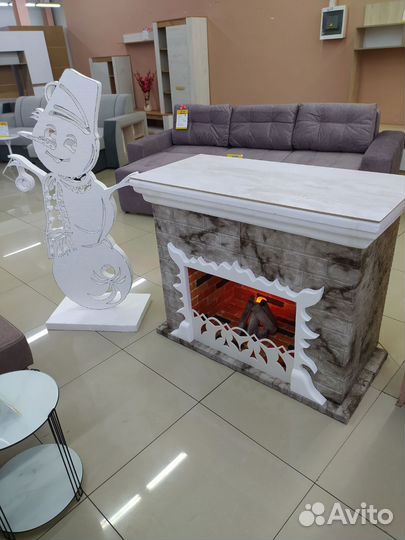 Декоративный камин + Снеговик