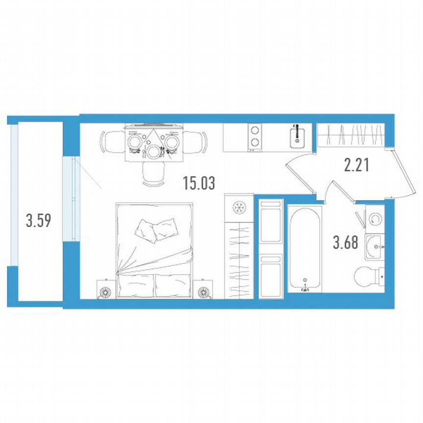 Квартира-студия, 22 м², 17/25 эт.
