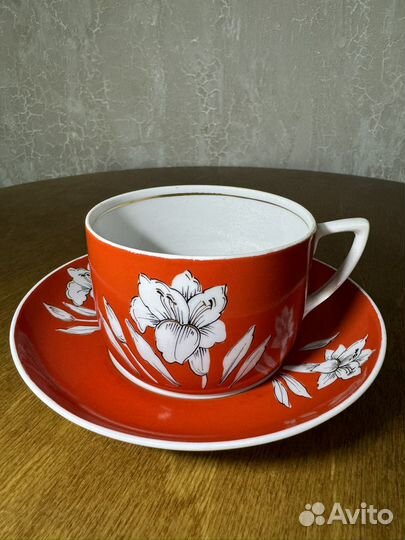 Чайная пара РСФСР вербилки 1946 год красная