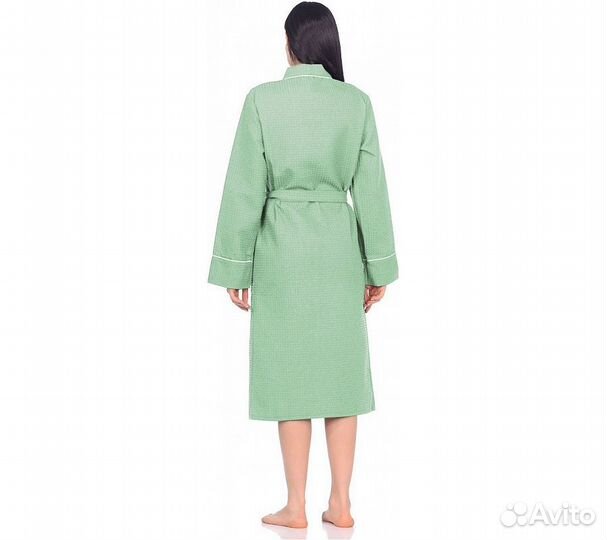 Халат вафельный Home One с кантом фисташка 52