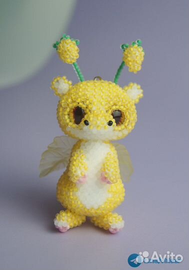 Брелок амигуруми из бисера дракон ручная работа