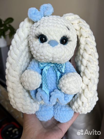 Вязаный зайка, вязаная зайка ручной работы