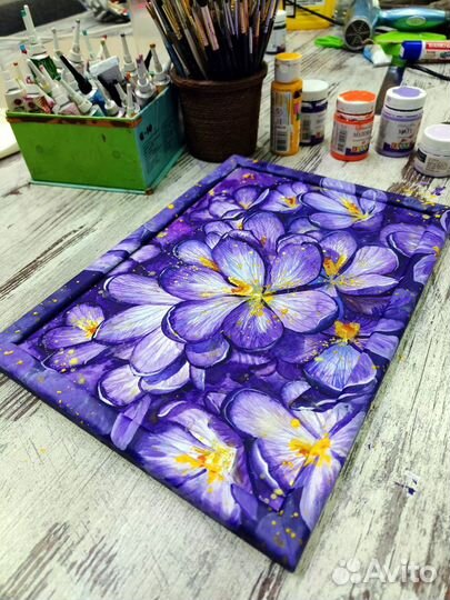 Ручная работа. Акварель, А4, рама - ручная роспись