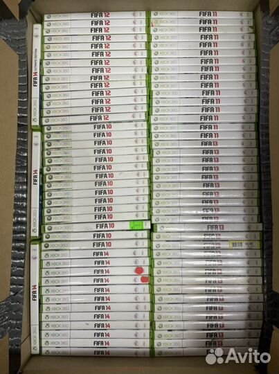 Коробки 50 шт с дисками Fifa для Xbox 360