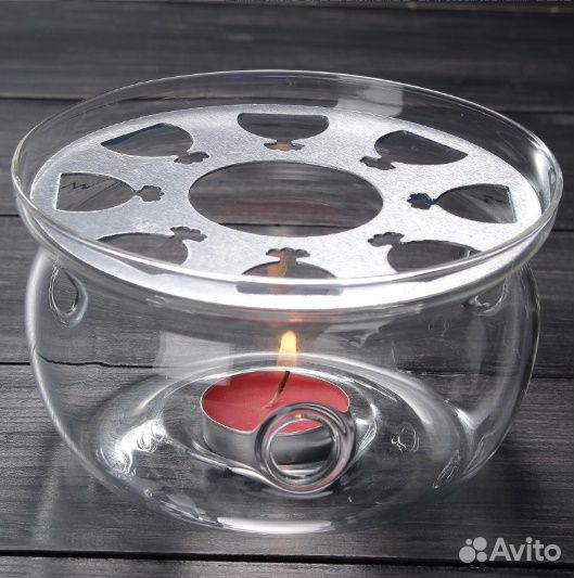 Заварочный стеклянный жаропрочный чайник с бамбуко