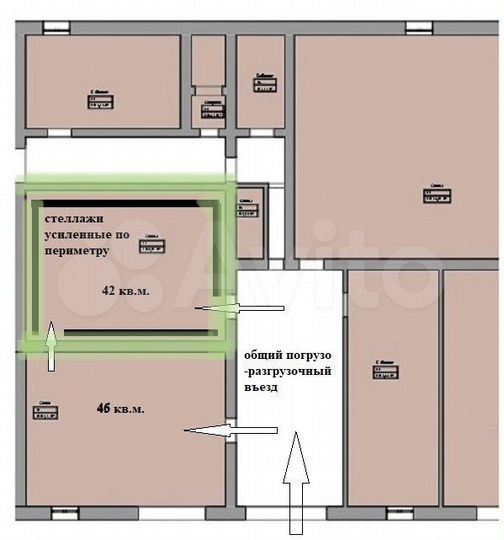 Склад, производство 42 м²