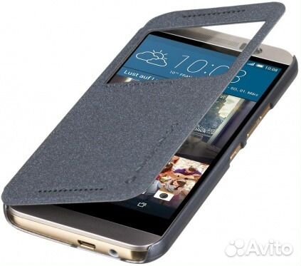 Кейс-книжка для HTC One M9 (серый, Белый)