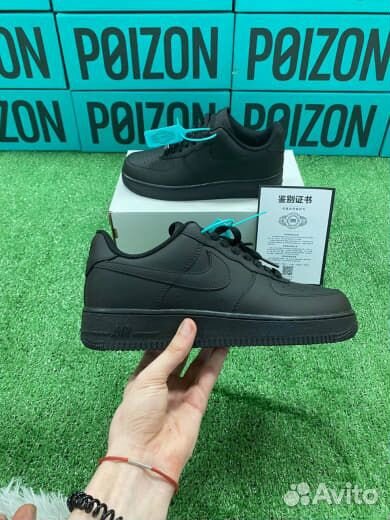 Nike Air Force 1 Black Черные Оригинал Poizon