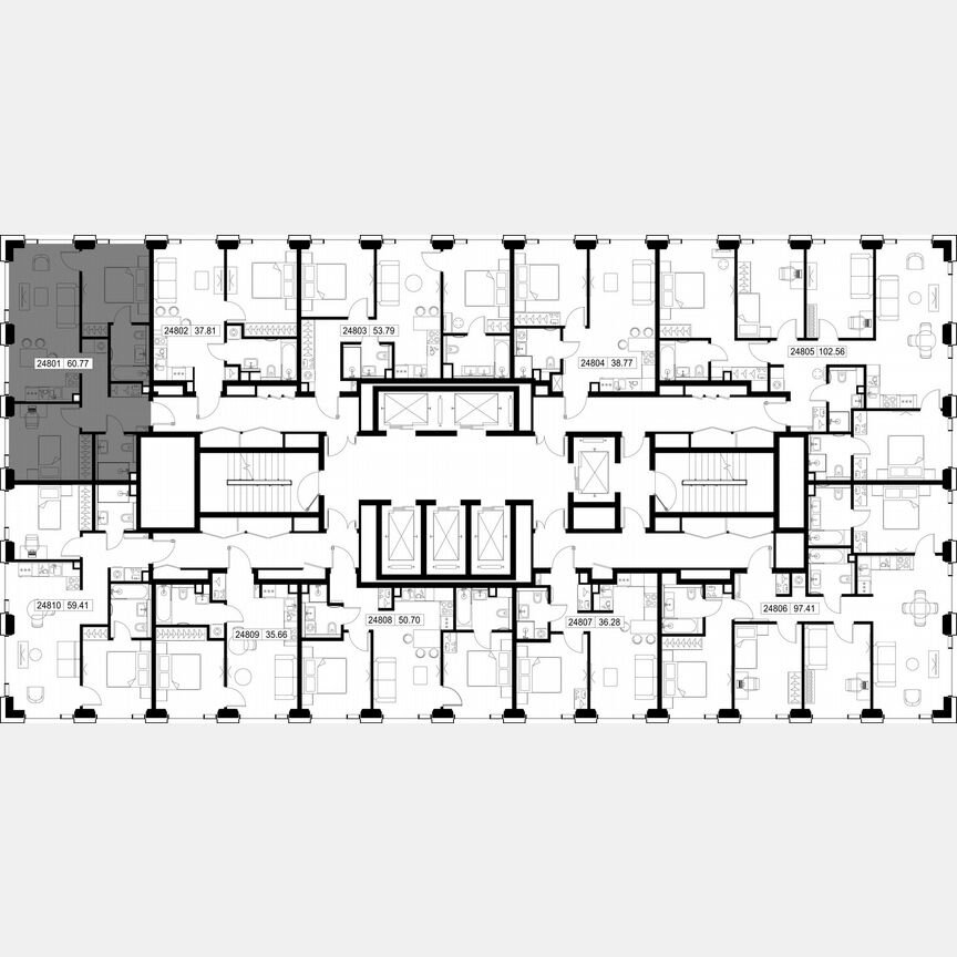 2-к. квартира, 60,8 м², 48/59 эт.