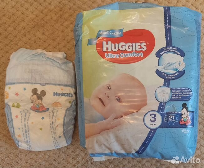 Подгузники huggies 3, mimiso3, nishoomi 1, moony2
