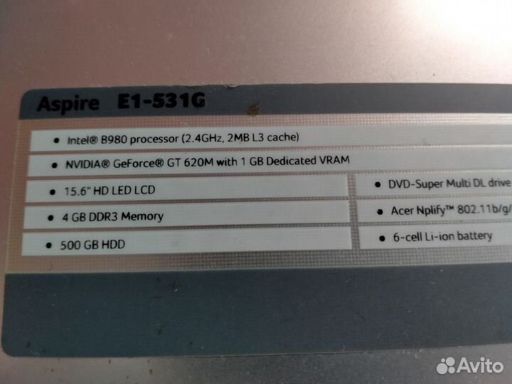 Ноутбук Acer Aspire E1 531g