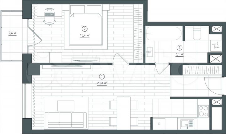 2-к. апартаменты, 49,8 м², 5/8 эт.