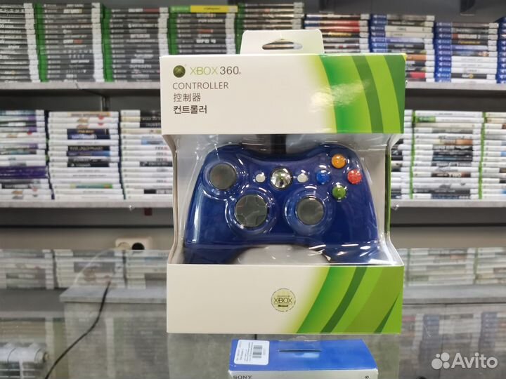Джойстик Xbox 360 проводной Синий