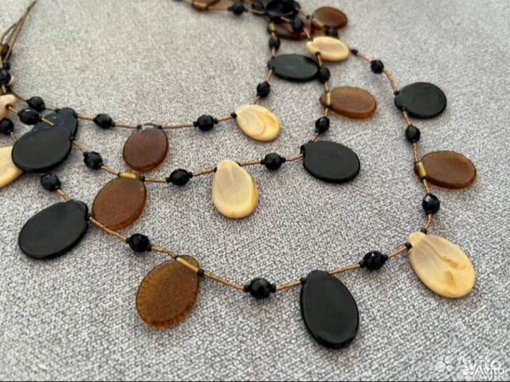 Бусы колье ожерелье из стекла чокер 3 ряда