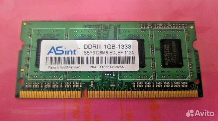 Озу для ноутбука Asint ssy3128m8-edjed DDR3 1 Гб