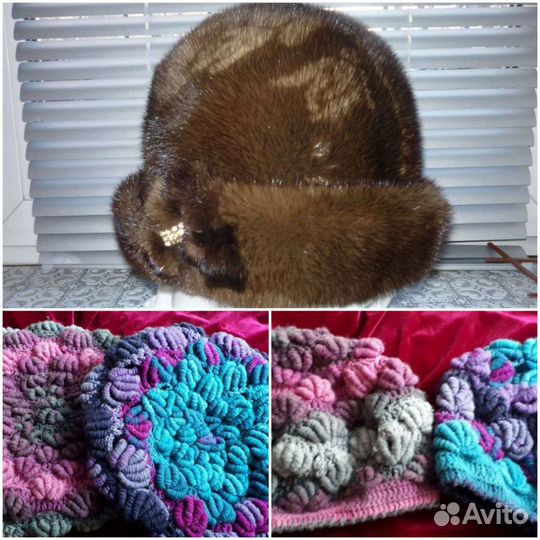 Берет женский крючком, шапка норковая