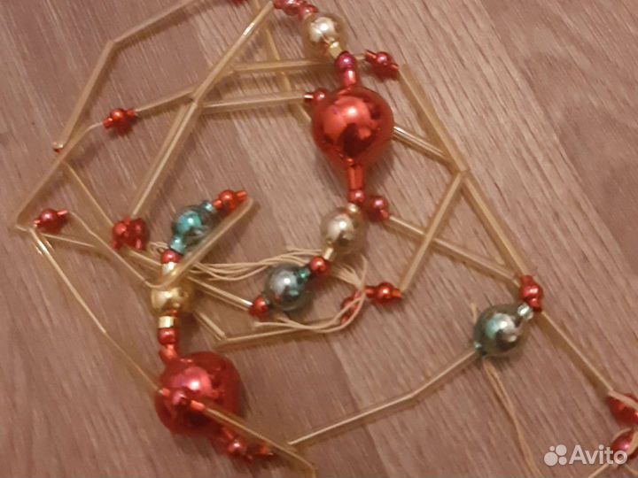 Ёлочная игрушка бусы стеклярус