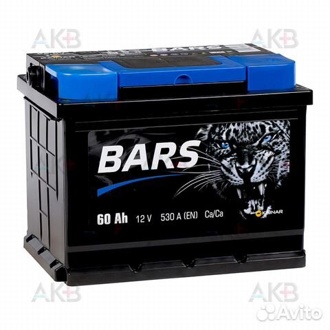 Аккумулятор автомобильный bars 6ст-60 апз о.п. 60А