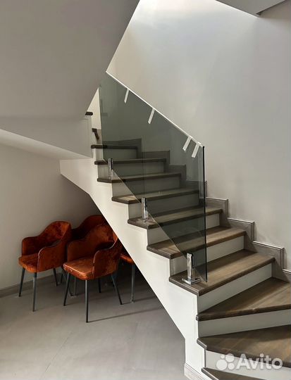 Ограждение для лестницы из стекла