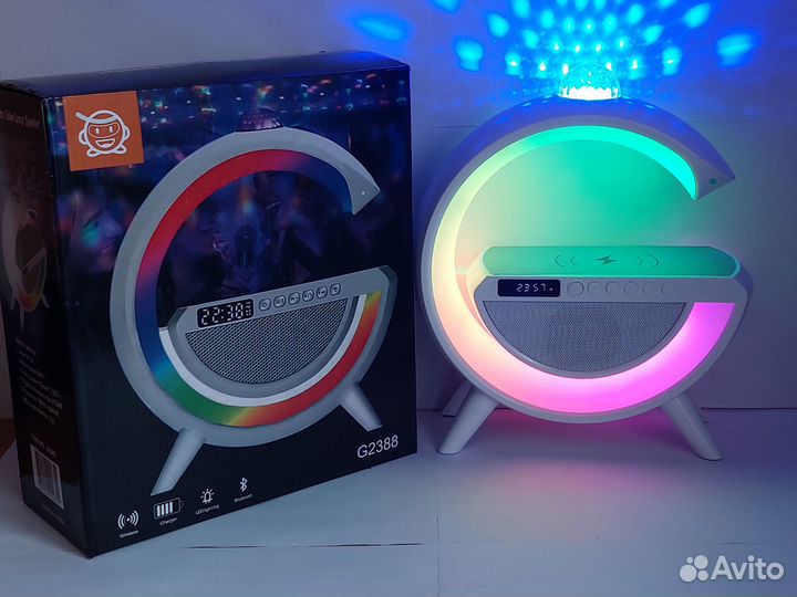 Светильник, колонка, c беспроводной зарядкой 6в1