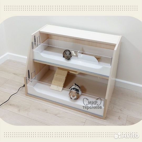 Клетка для морских свинок 80х50х60, белдуб, скос1