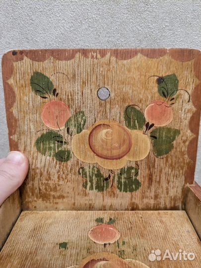 Старинная деревянная расписная солонка СССР винтаж