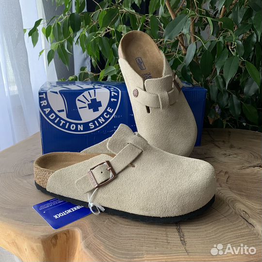 Сабо женские Birkenstock boston beige бежевые