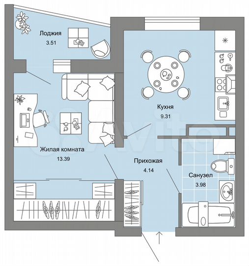 1-к. квартира, 33 м², 7/9 эт.