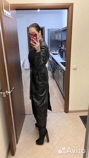 Новый плащ длинный в пол из натуральной кожи