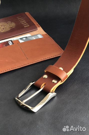 Мужской кожаный ремень ручной работы