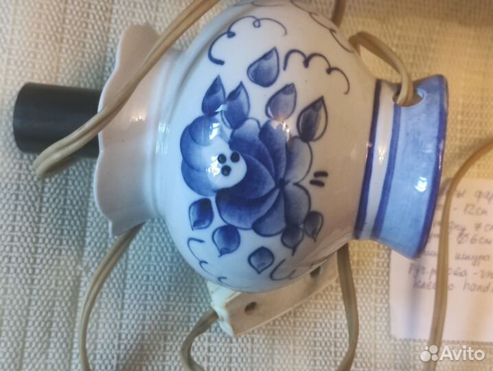 Светильник лампа настольная гжель СССР
