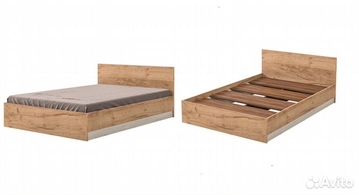 Кровать двуспальная Марчел 1,4 золотой/дуб белый