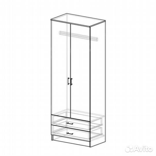 Шкаф двухстворчатый Дуэт платяной с ящиками