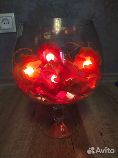 Ваза в виде бокала с гирляндами IKEA 2 шт