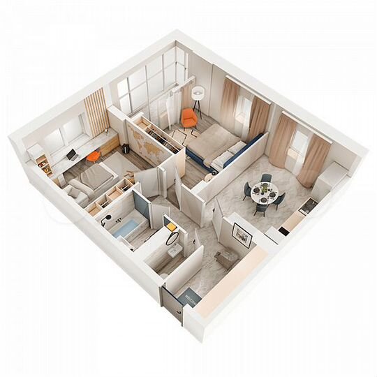 2-к. квартира, 59 м², 12/19 эт.