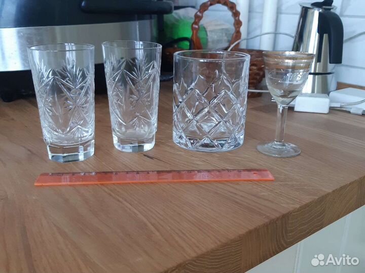 Хрустальные стаканы СССР и рюмочка