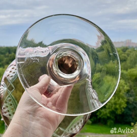 Ваза для фруктов на ножке СССР марганцовка большая