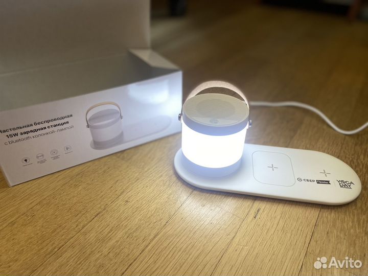 Беспроводная зарядная станция с bluetooth колонкой