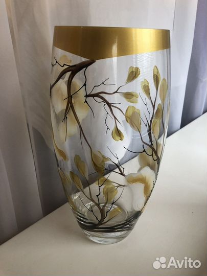 Ваза стеклянная, ручная роспись