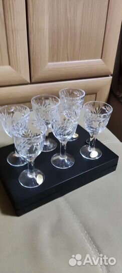 Хрустальные резные рюмки Акация СССР