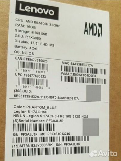 Игровой ноутбук Lenovo legion 5 144Гц